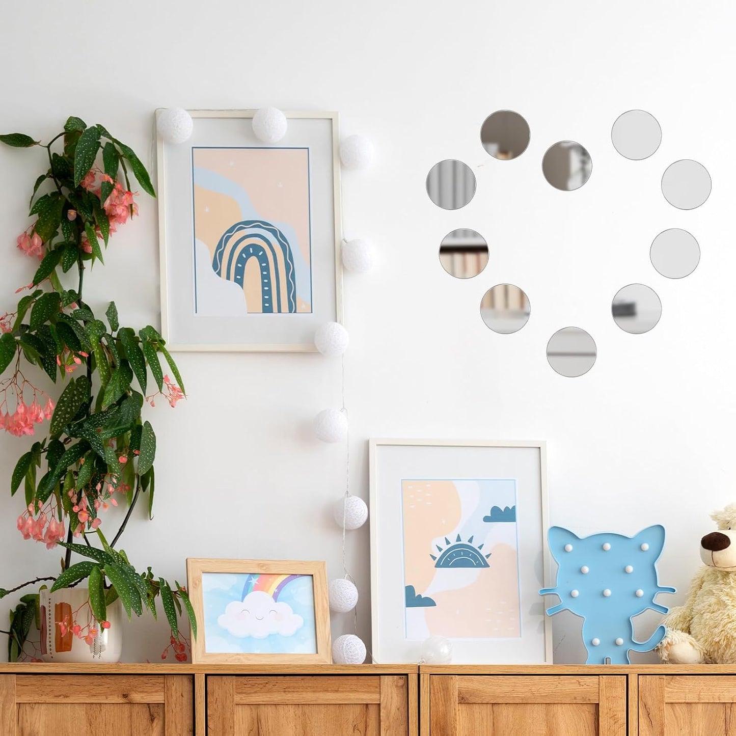 20Pcs Mini Acrylic Round Mirror Tiles Circles Craft Mirror Tiles Self Adhesive Mirror Stickers Decorative Mosaic Mirror Sheets for DIY Crafts, Wall Decor, Jewelry Making (2 Inch)