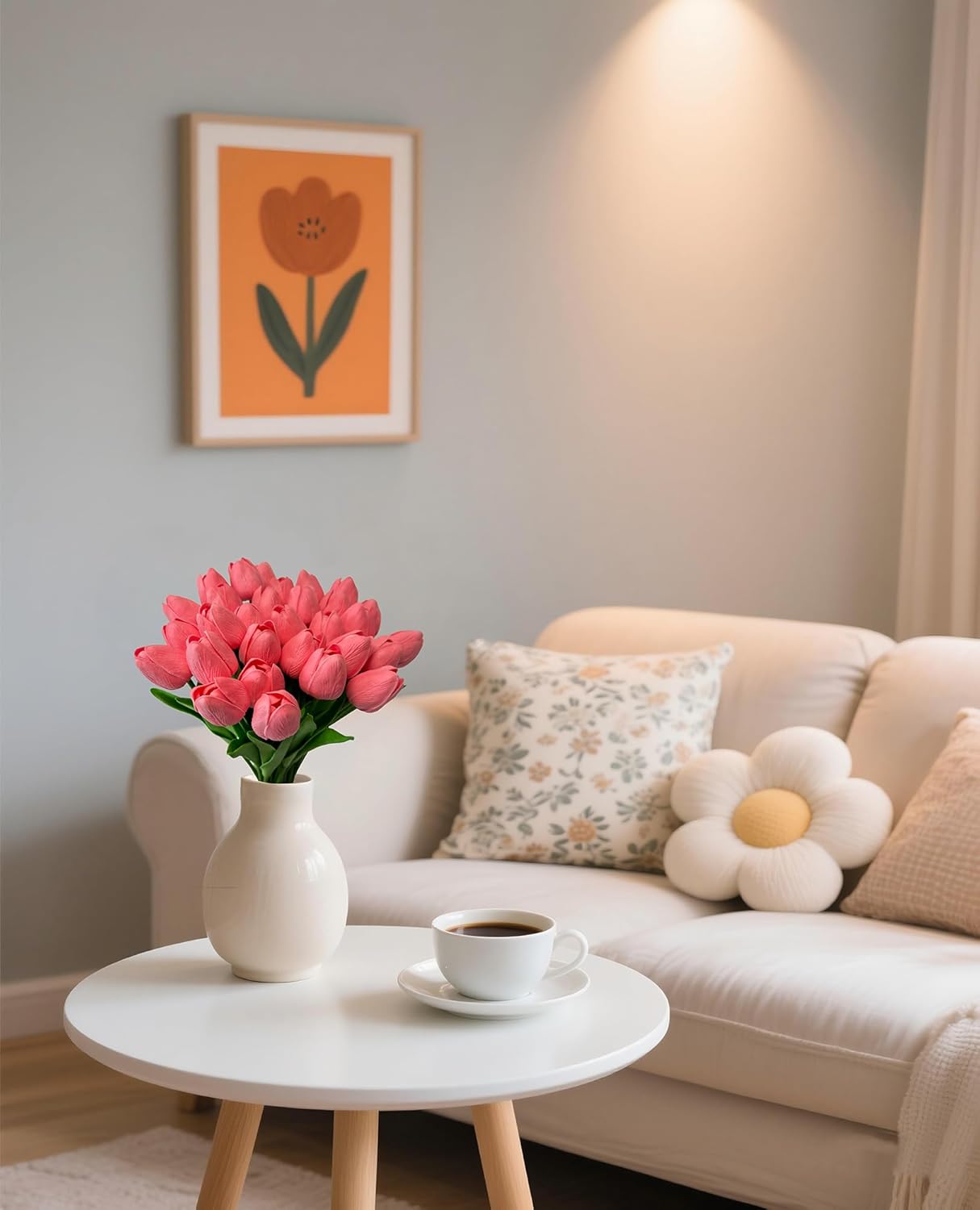 15 Pcs Artificial Tulip PU Fake Flower Realistic Touch Spring Summer Fake Flowers for Home Decor Outdoor Garden Parties and Wedding