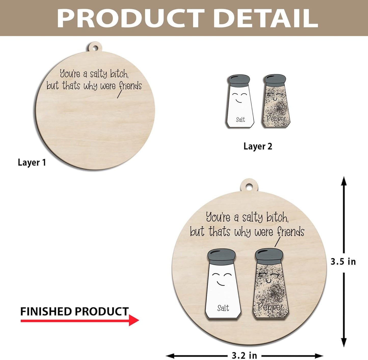 Funny Christmas Ornaments 2024 - Unique Wooden Ornaments for Tree, Gag Gifts for Men, Women, Friends, Adults