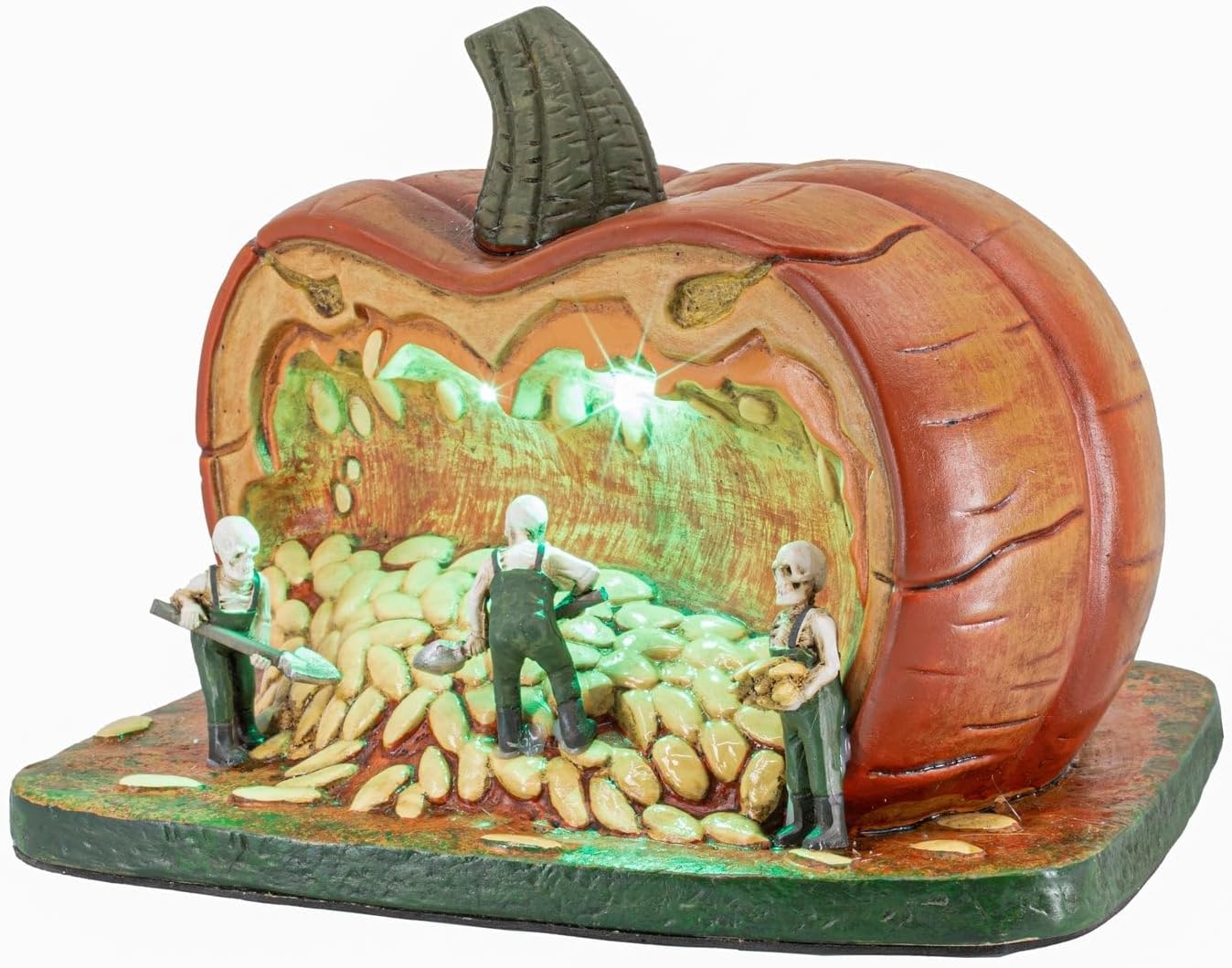 Gourd Gathering Ghouls Pumpkin Theme Spooky Halloween Village Porcelain Colorful LED Lights 7.75" x 6" x 5.75"