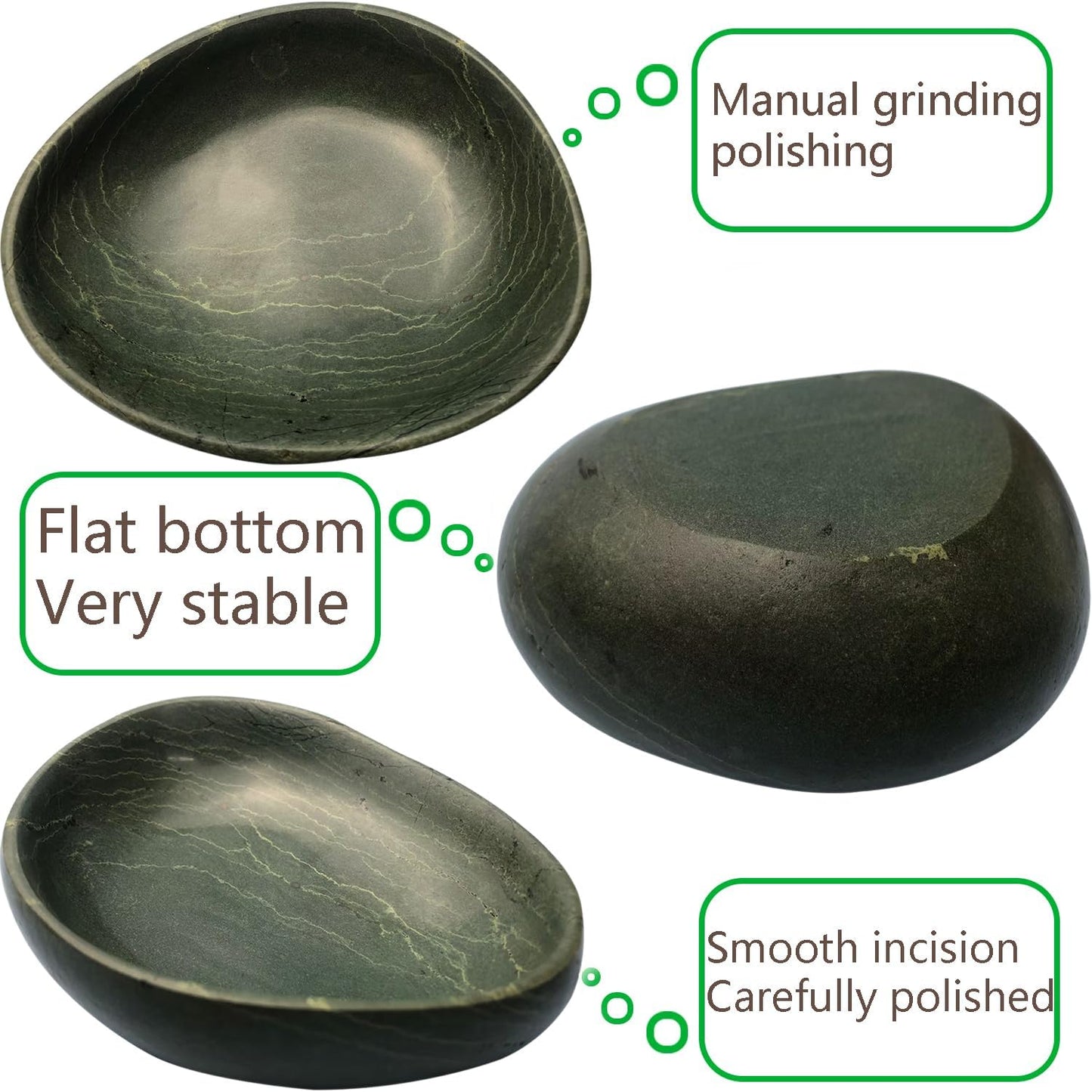 Handmade Decorative Bowl - Natural River Stone Pebble Artisan Crafted Serving Dish | 4-6 Inch Unique Decorative Tray for Home Centerpiece, Jewelry Holder (green)