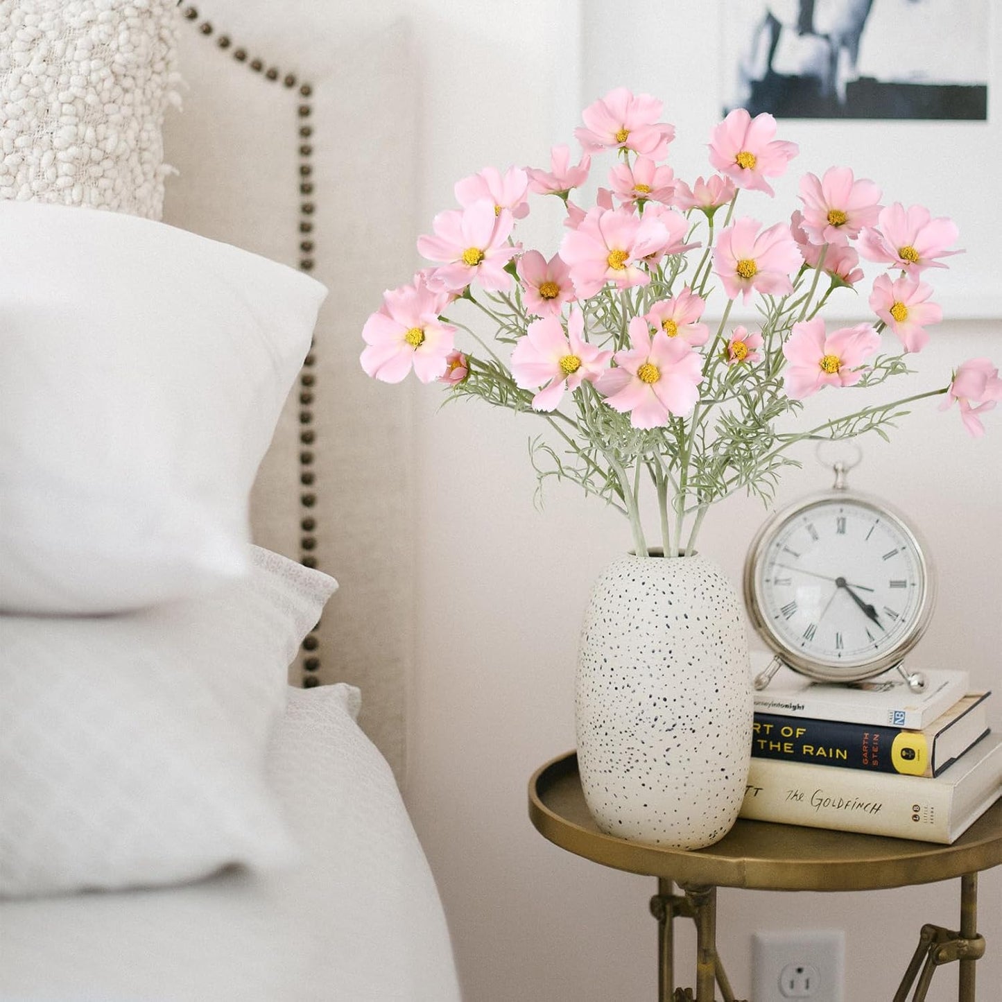 IPOPU Light Pink Flowers Artificial Daisies 5PCS Silk Cosmos Wild Flowers 24.5" Fake Pink Daisies for Vase for Home Decor Floral Arrangements Wedding Bouquets for Bride