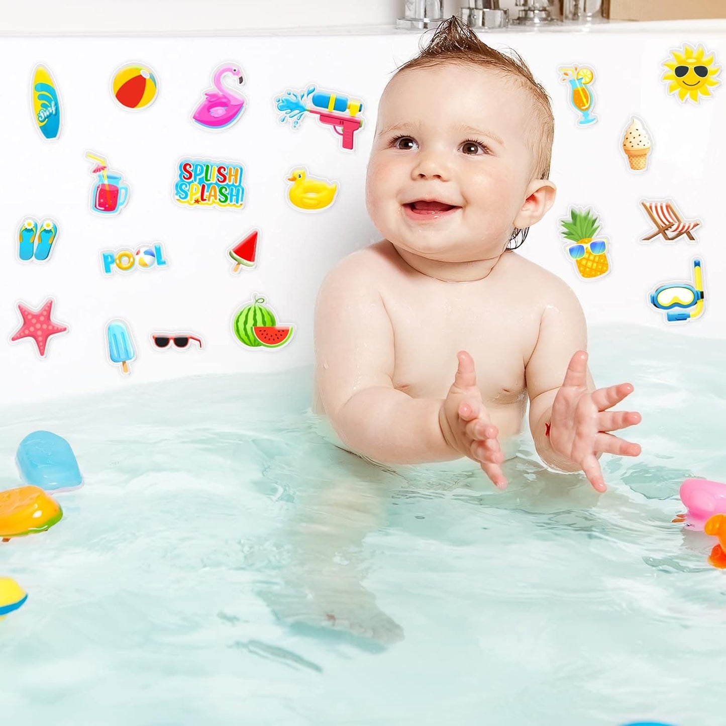 20 PCS Beach Ball Party Thick Gel Clings Summer Pool Window Gel Clings Decals Stickers for Kids Toddlers and Adults Home Airplane Classroom Nursery Summer Beach Holiday Party Supplies Decorations