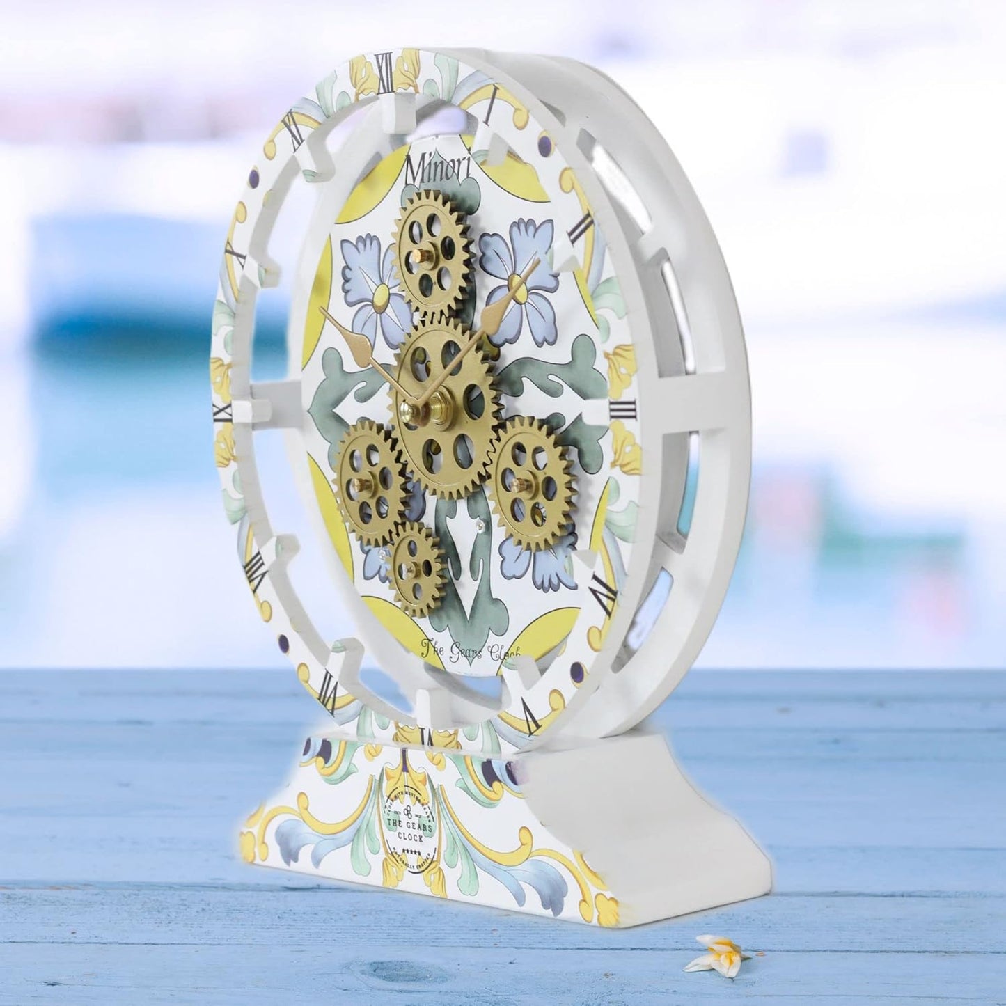 The Gears Clock Wall Clock Italy Collection with Moving Gears (Minori, 10 inch Round)