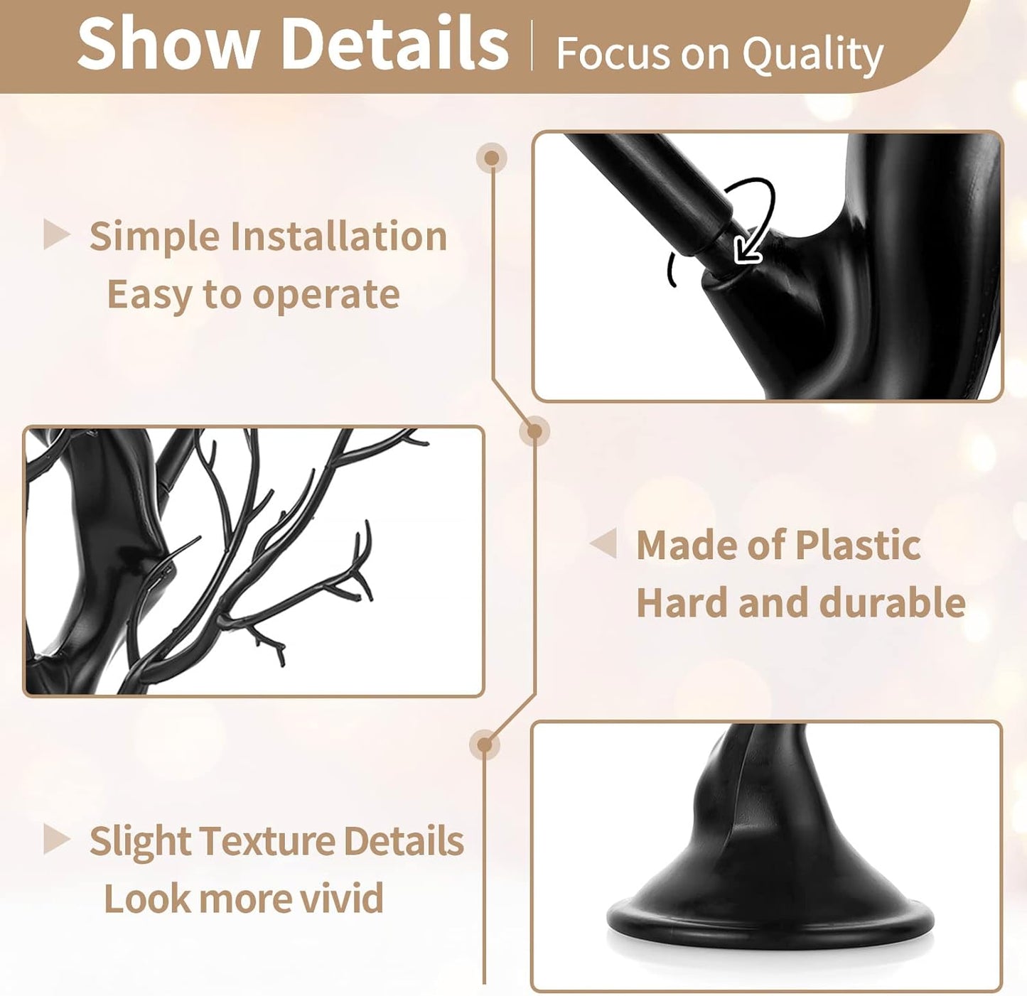 NUPTIO Black Artificial Halloween Tree: 22.8in Tall Christmas Ornament Display Manzanita Fake Trees Decorative Faux Twig Branches Indoor for Wedding Table Centerpieces Easter Birthday Party Decor