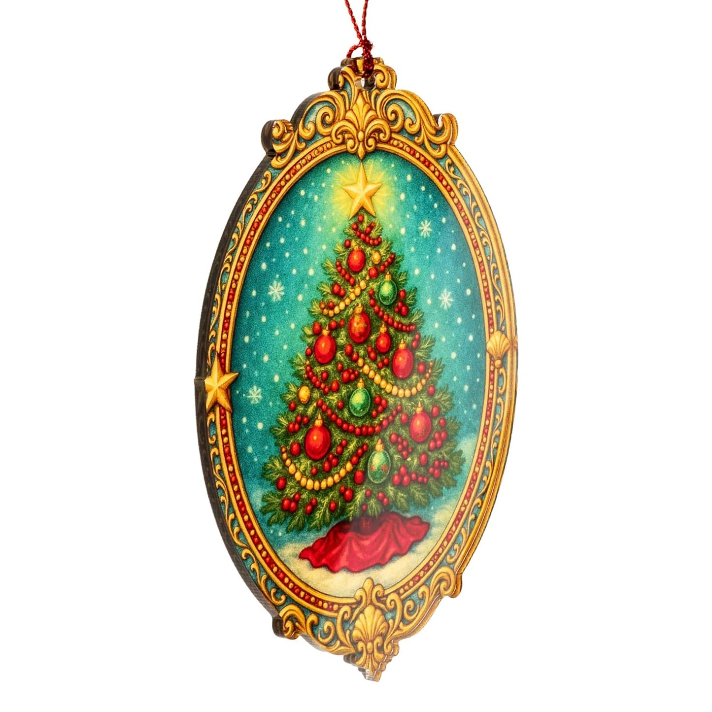 Christmas Tree Ornament – Holiday Decor | Classic Ornament + Family Keepsake – Christmas Ornament 2025 – Suncatcher Effect Stained Glass Window Hanging – Car Hanging Decoration