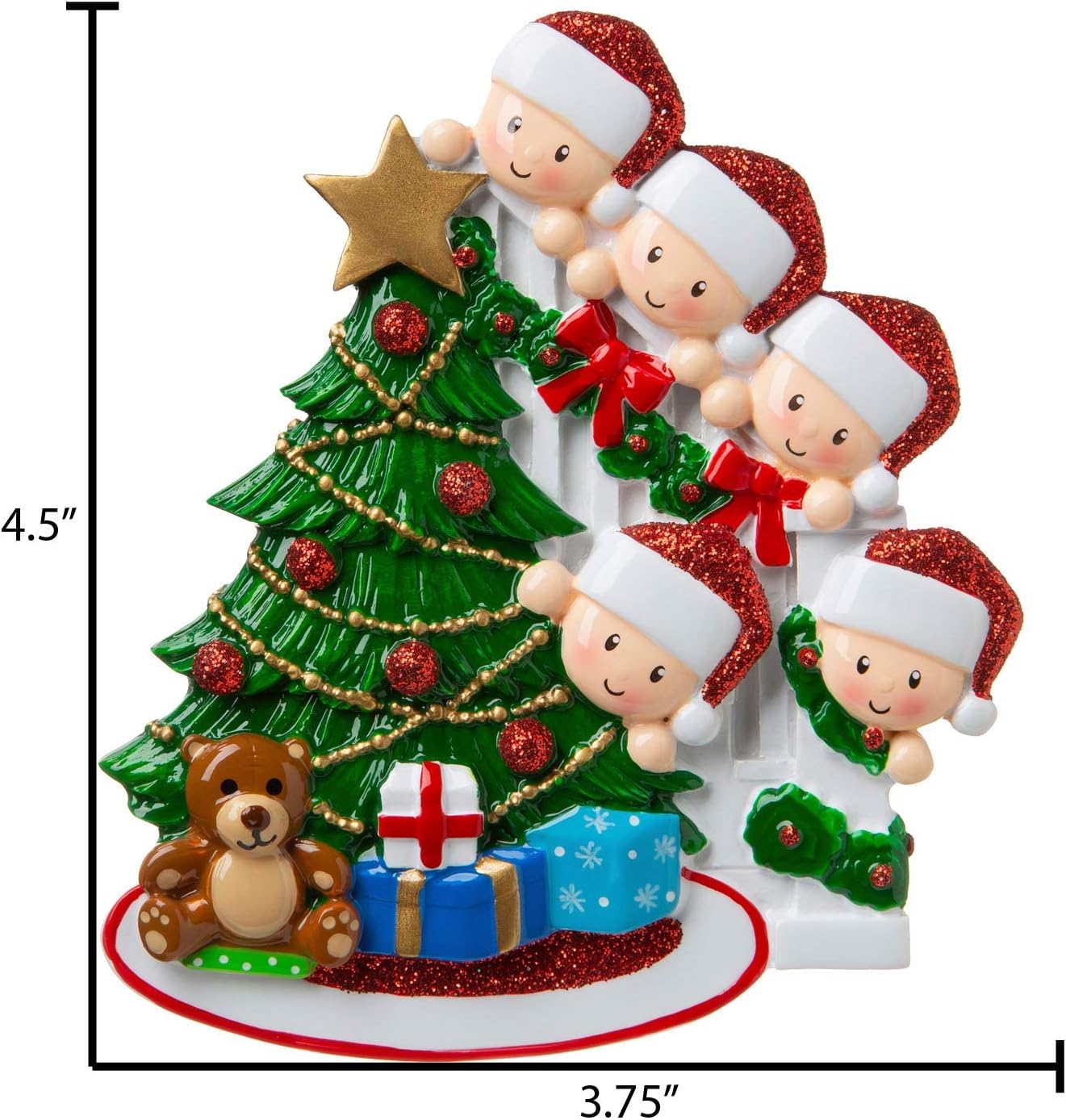 3D Peeking Family of 5 Ornament 2025 Personalized Family Christmas Ornaments 2025 | Staircase Personalized Tree Ornaments for Grandchildren, Siblings & Grandkids Xmas Tree with Gifts of Five Ornament