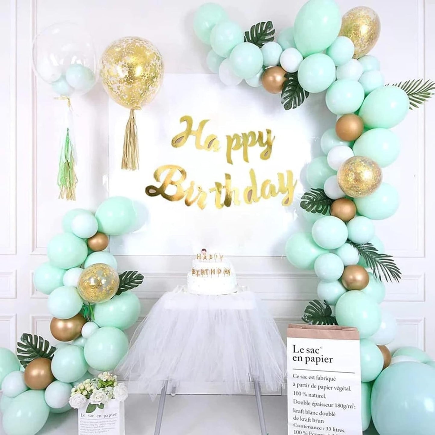 130pcs Mint Green Balloons Different Sizes 18" 12" 10" 5" Pastel Light Green Balloons for Boys Girls Birthday Baby Shower Gender Reveal Wedding Decorations