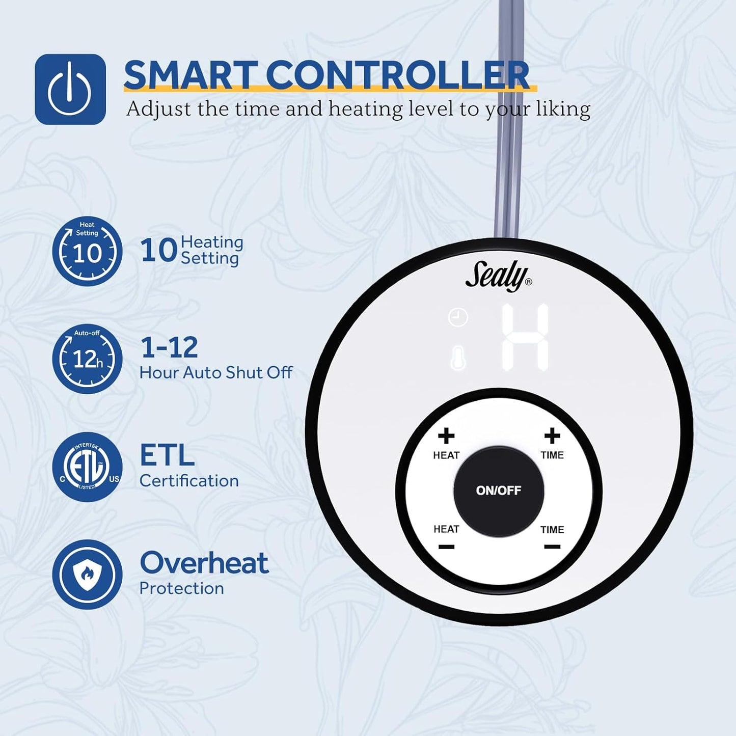 Sealy Electric Blanket King 100"*90",Super Cozy Flannel to Sherpa Reversible Heated Blanket King Size with 10 Heating Levels & 1-12 Hours Auto Off Overheating Protection Machine Washable,Beige