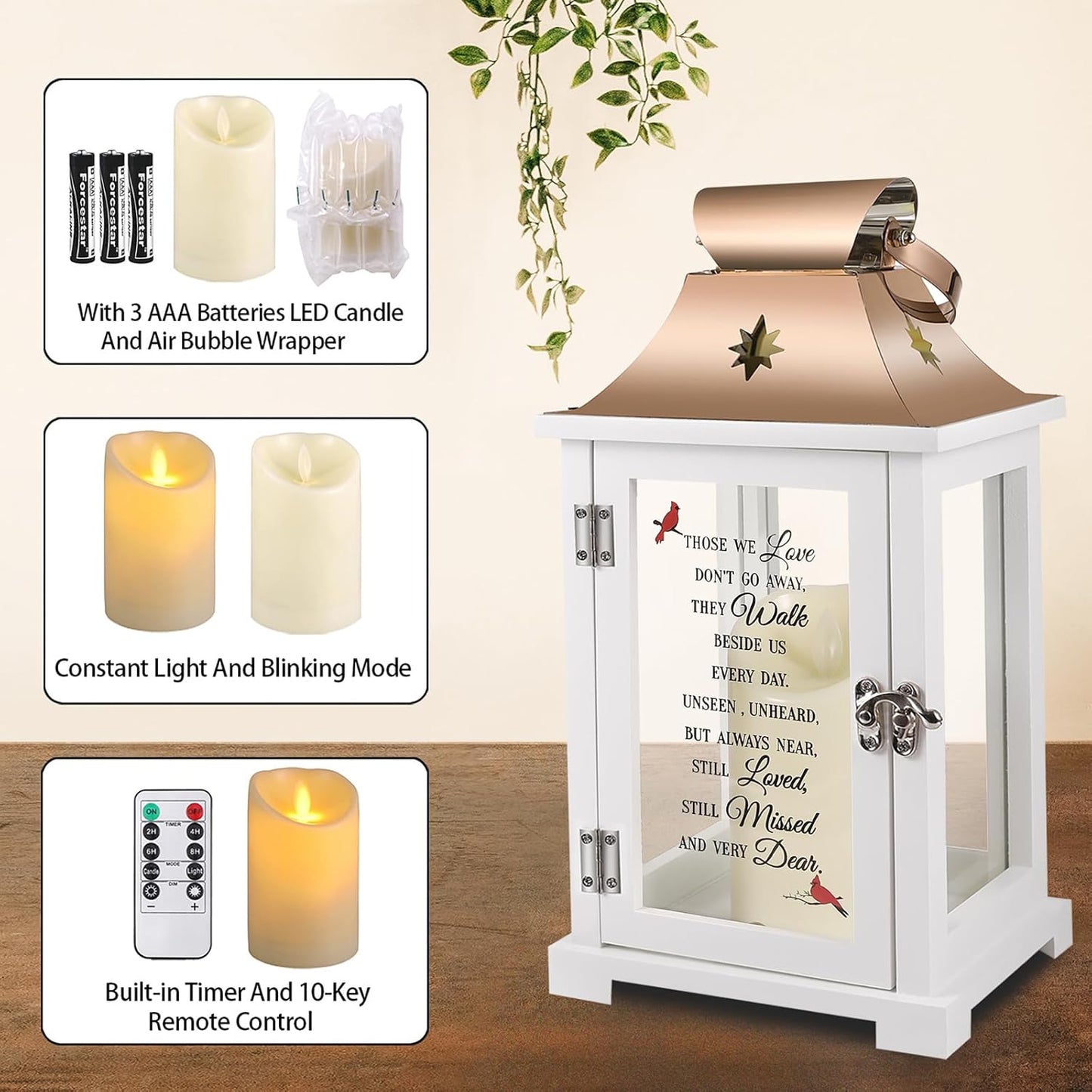 Memorial Lantern, Sympathy Gifts for Loss of Mom/Dad/Loved One, Bereavement Gifts, in Memory of Loved One Lantern,Celebration of Life, Memorial Gifts, Funeral Lantern,Those WE Love Don't GO Away