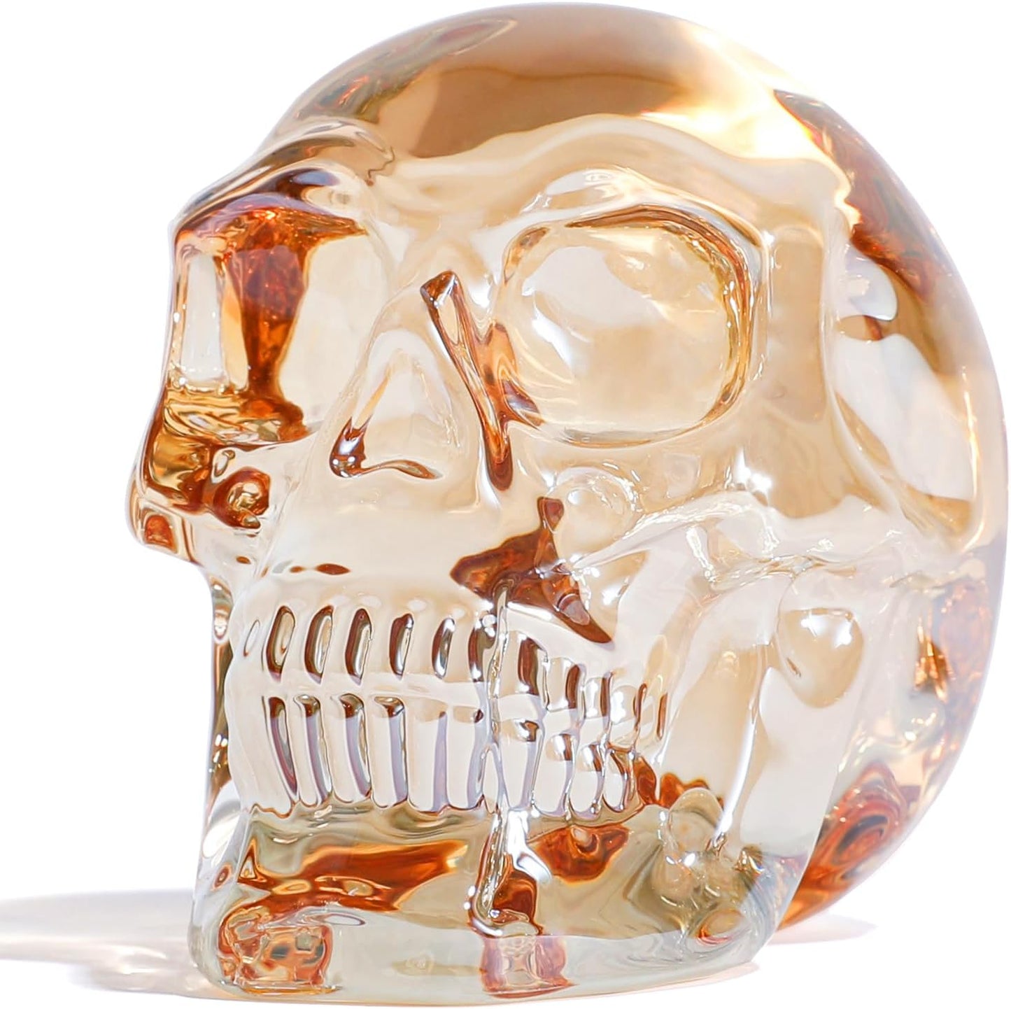 Model Statue for Home Décor Crystal Skull Decorative Figurine Gifts for Women Husbands Halloween Head Figurine Decoration Gift (Champagne Color Skull)
