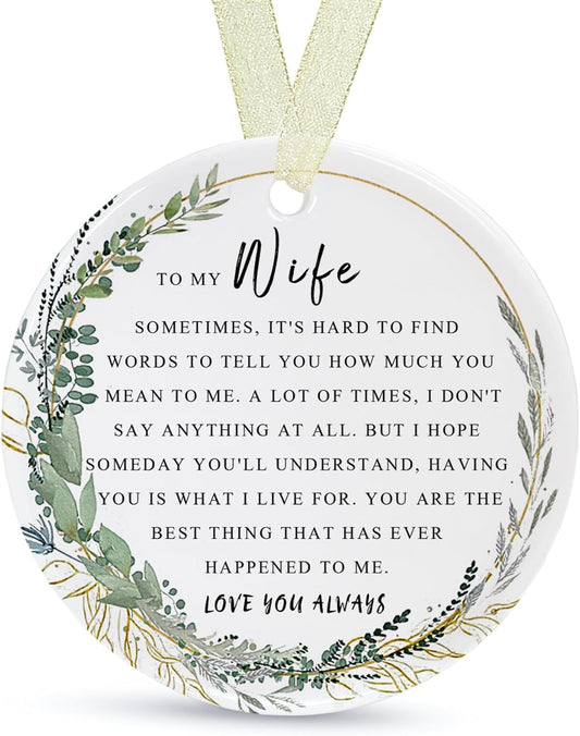 Wife Ornaments 2025 Wife Xmas Ornament Wife Christmas Ornament for Wife Forever Wife Best Wife Ever Gift Double-Sided Printing Ceramic 2.9"