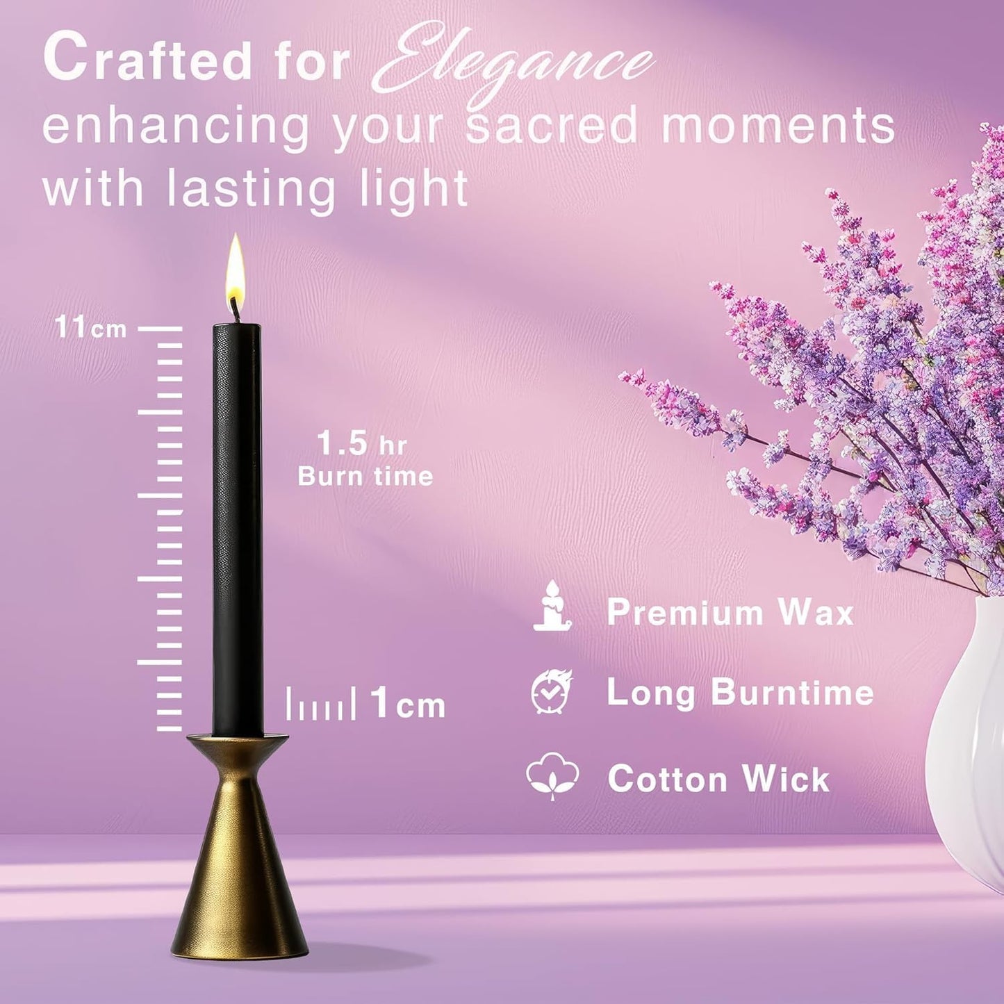 Spell Chime Candles 40 pcs Black Candles, 4" Tall Unscented Mini Taper Candle for Witchcraft, Wiccan Altar, Magic Tools, Rituals, Prayer, Meditation and Party Decoration