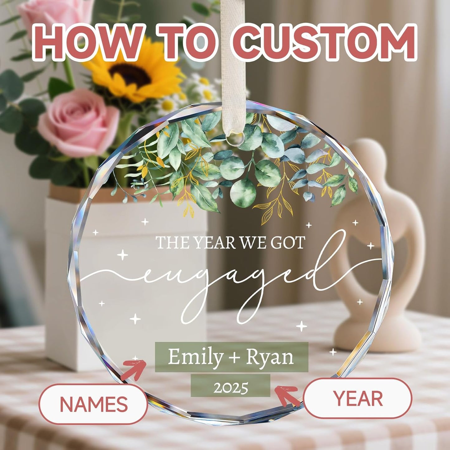 Engagement Gifts for Couples - Personalized Gift for Newly Engaged Couples, Women, Fiance, Her - Bride to Be Gifts, Just Engaged Ornament 2025 - Engagement Party Decorations