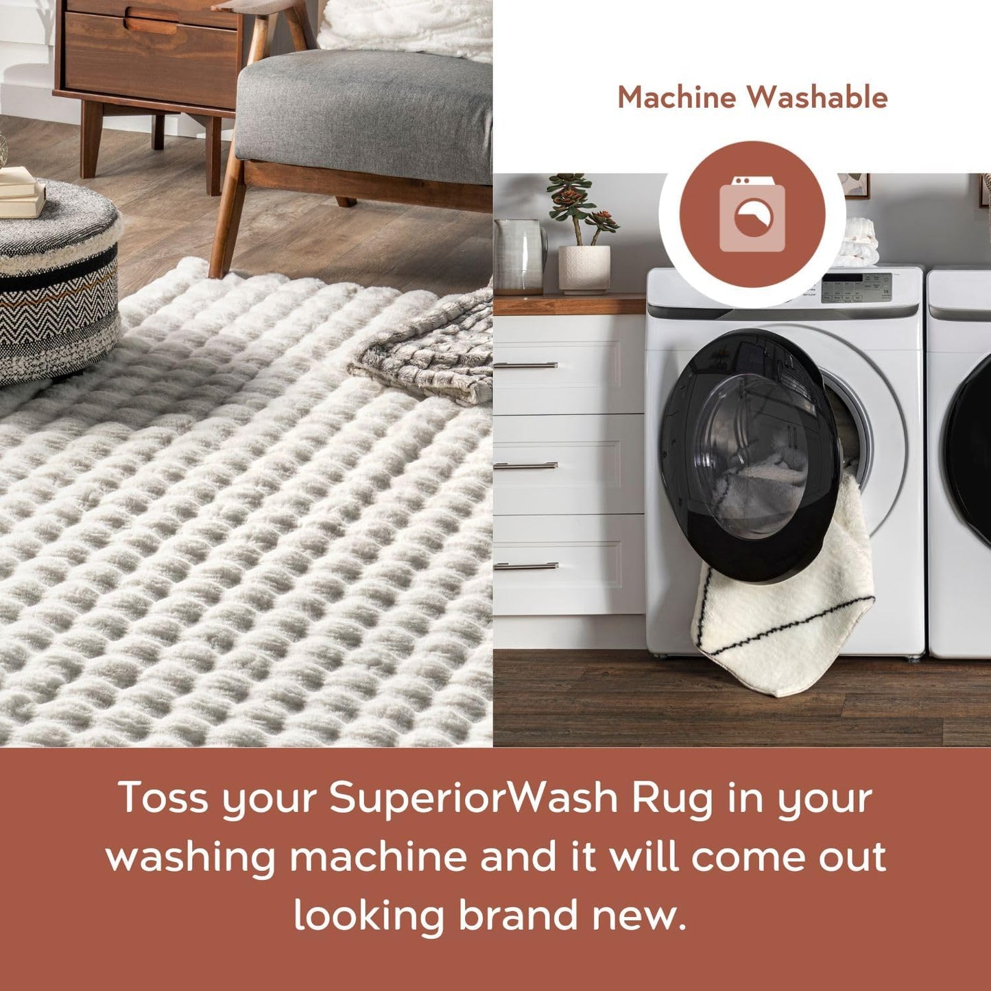 nuLOOM 2' x 8' Cozy Plush SuperiorWash Area Rug, Machine Washable, Non-Slip, Soft Fluffy Shag Carpet for Living Room Bedroom Kids Room Nursery Home Decor, Jeni White