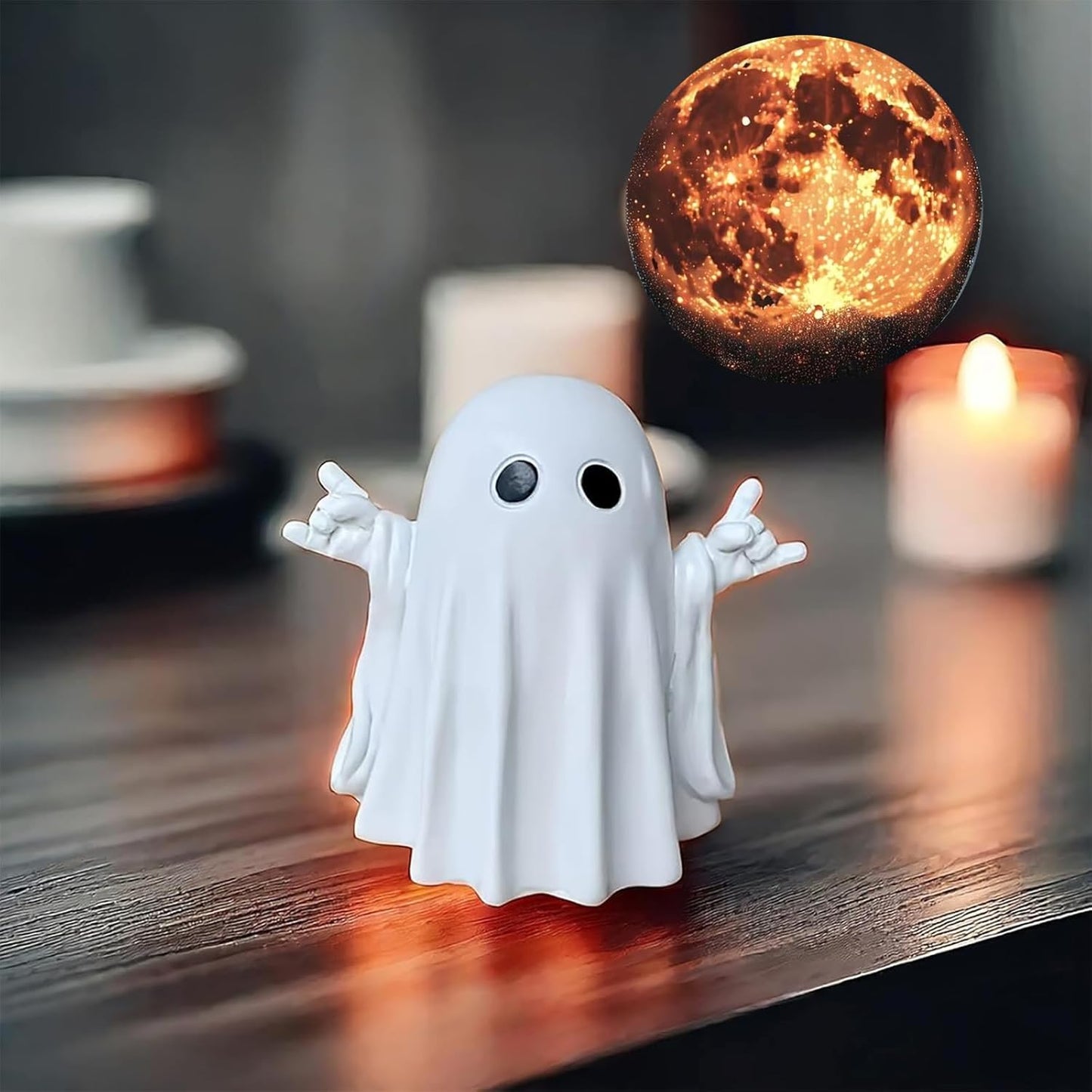 Halloween Ghost Figurine Cute Spooky Resin Ghost Statue Funny Ghost Ornaments, Indoor Spooky Home Decor