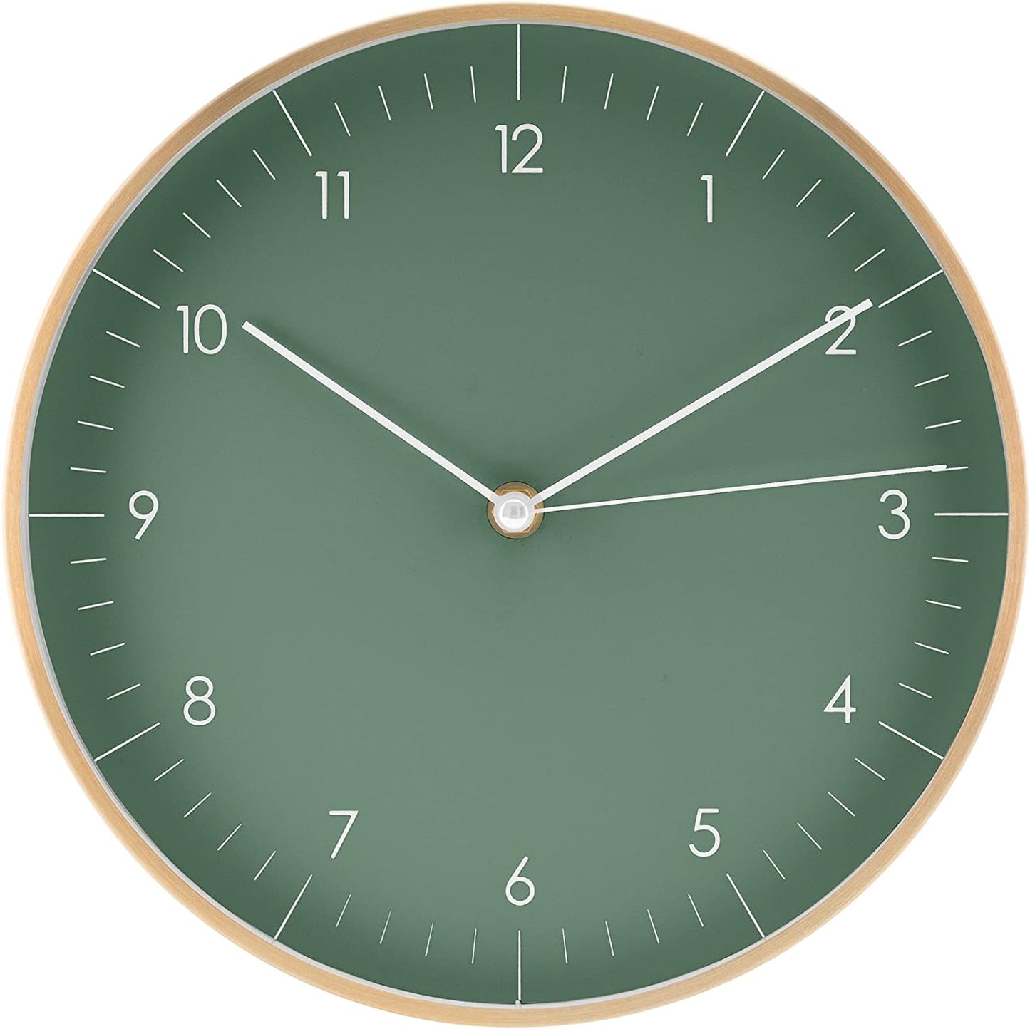 LUUK LIFESTYLE Wall Clock with Silent Movement, Without Ticking, Elegant and Functional Design, Housewarming Gift idea, Decorative, Dark Green and Gold