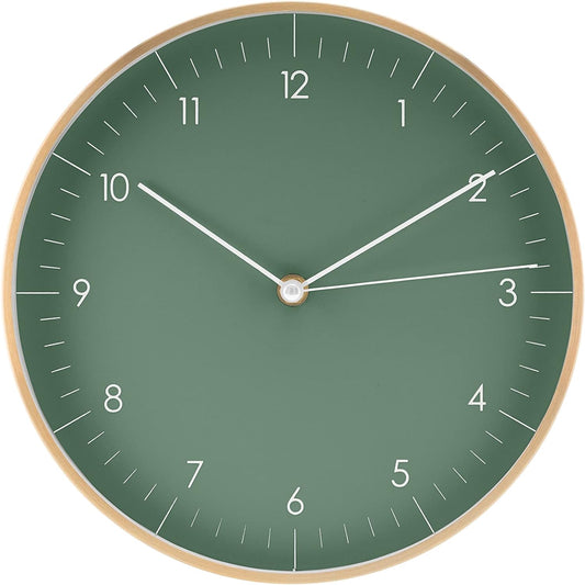 LUUK LIFESTYLE Wall Clock with Silent Movement, Without Ticking, Elegant and Functional Design, Housewarming Gift idea, Decorative, Dark Green and Gold