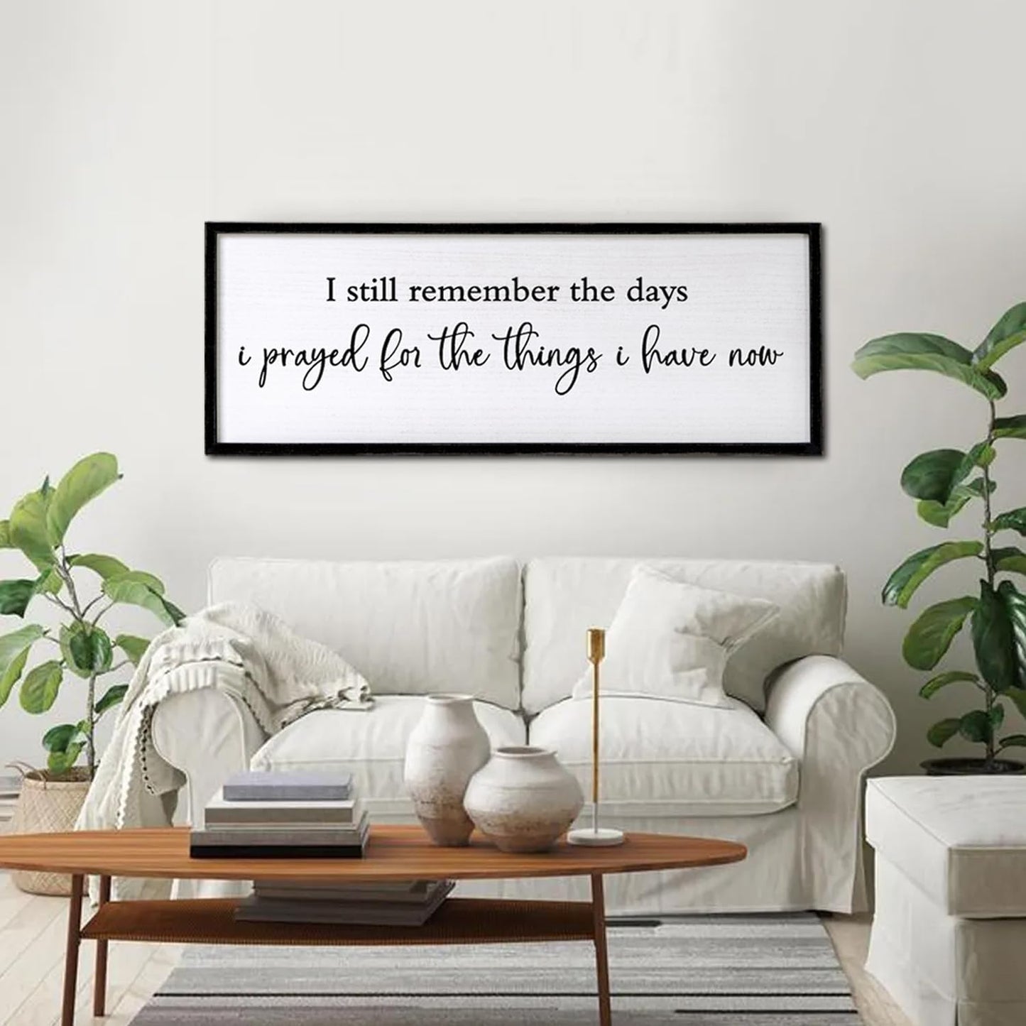 I Still Remember the Days I Prayed for the Things I Have Now quote Sign Framed Wall Art, 40''×15'' Rustic Horizontal I Prayed Plaque, Long I Still Remember the Days Wood Sign Wall Decor