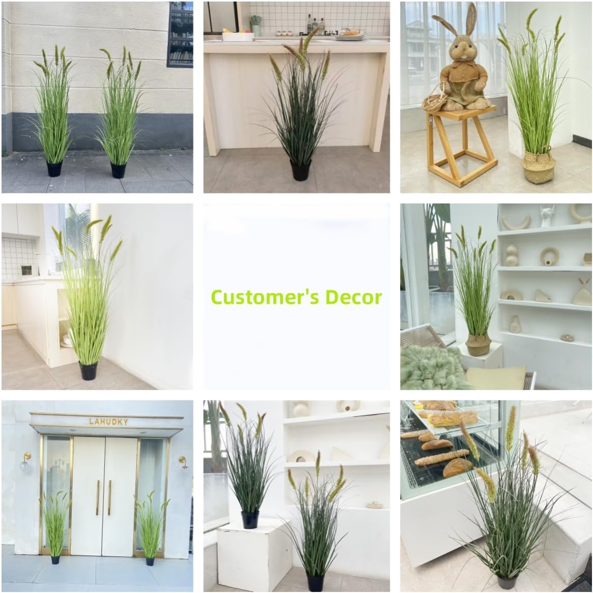 Green Onions Fake Plants,Artificial Plants Indoor, Fake Grass Decor Green Plant Fake Outdoor Flowers Fake Succulents,Artificial Tall Grass Plants with Pots House Decorative(47" 2 Pack)