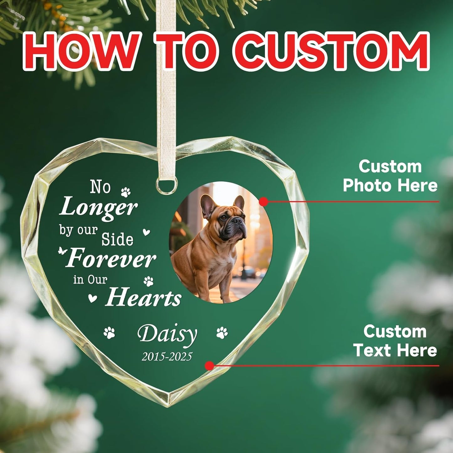 Personalized Pet Memorial Gifts - Custom Photo Name Ornaments - Sympathy Keepsake Gift for Loss of Loved One - Dog Memorial Gifts for Loss of Dog, Cat