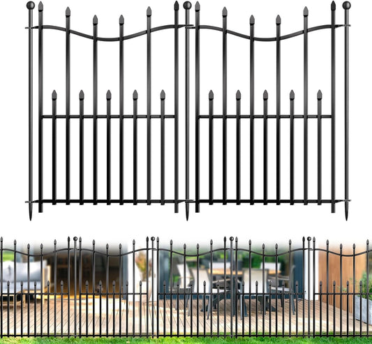 10 Panels No Dig Decorative Garden Fence, 32in(H)×22ft(L) Heavy-Duty Rustproof Metal Panels, Outdoor Dog Barrier for Yard & Patio, Landscape, Border| Portable Temporary Fencing
