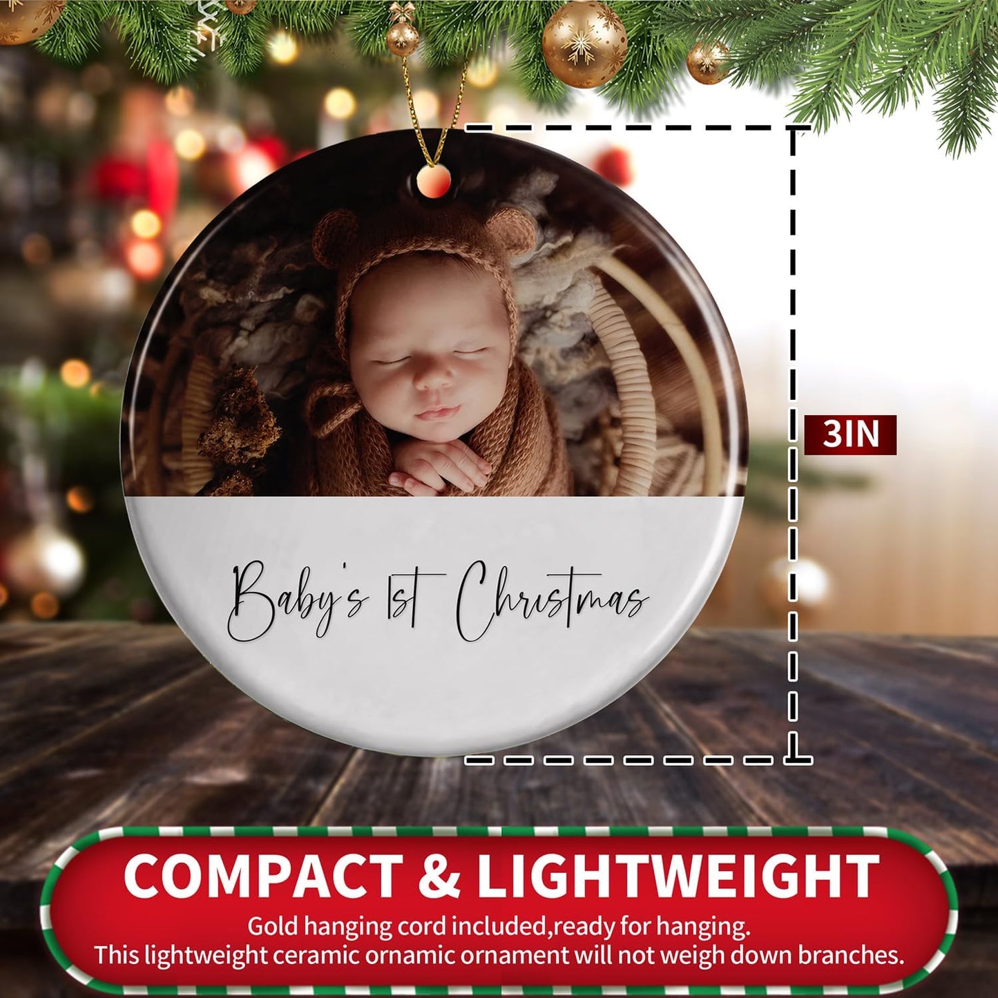 Personalized Christmas Ornaments 2025,Custom Ornaments with Photo Text,First Christmas Ornaments for Xmas Tree Decoration,Ornaments Keepsake Gift for Family