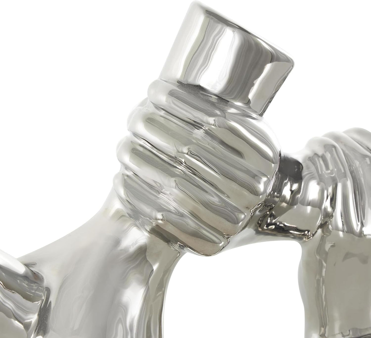 Deco 79 Ceramic Hands Decorative Sculpture Gripping Home Decor Statue, Accent Figurine 13" x 4" x 13", Silver