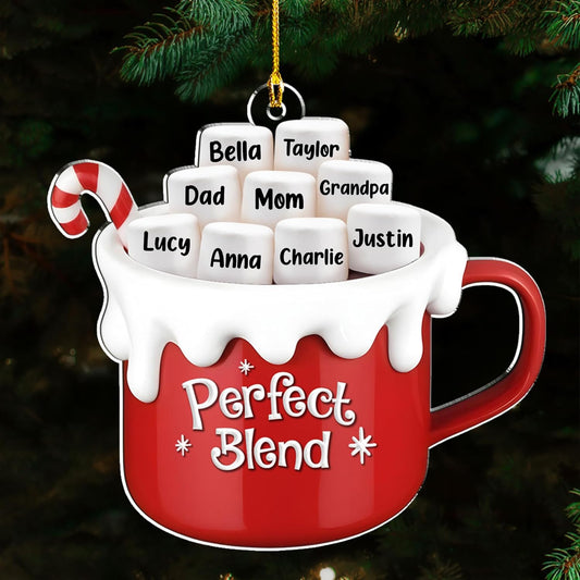A Blend of Christmas Cheer Personalized Acrylic Ornament – Custom Name Charms Family Members up to 10 People, Holiday Decoration for Family Members & Friends