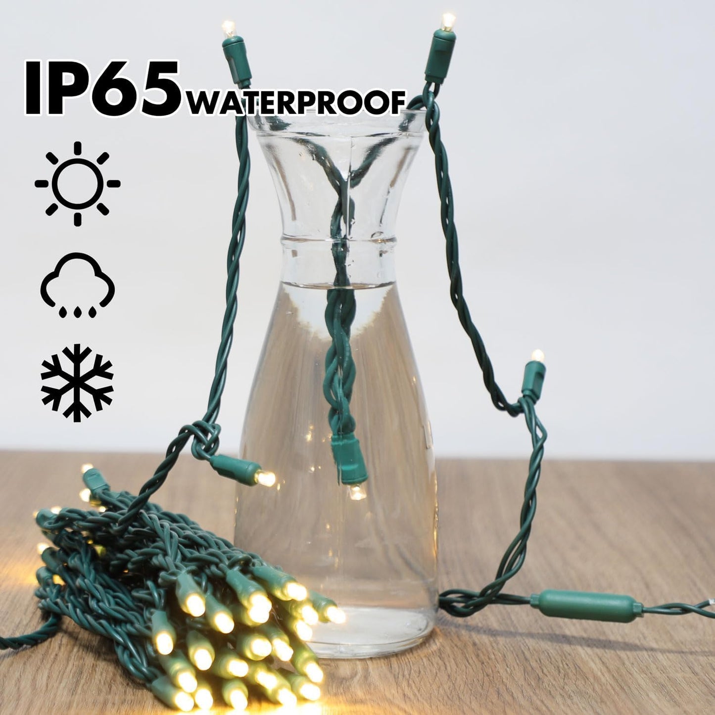 1200LED (24pk of 50L) String Lights,Twinkle, LED Christmas Lights, 6" SPACING,Green Wire,Warm White