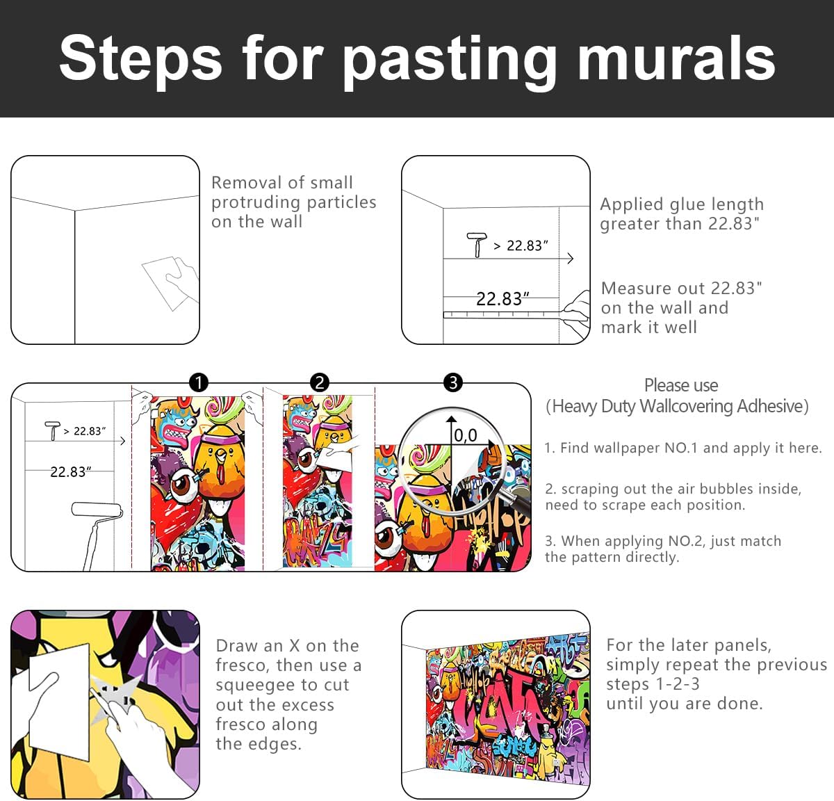 -Street Art Graffiti Wallpaper Fabric Wallpaper Living Room Bedroom Bathroom Boys Girls Children's Room Abstract Large Wall Mural- 160"x108"（ not Peel and Stick）