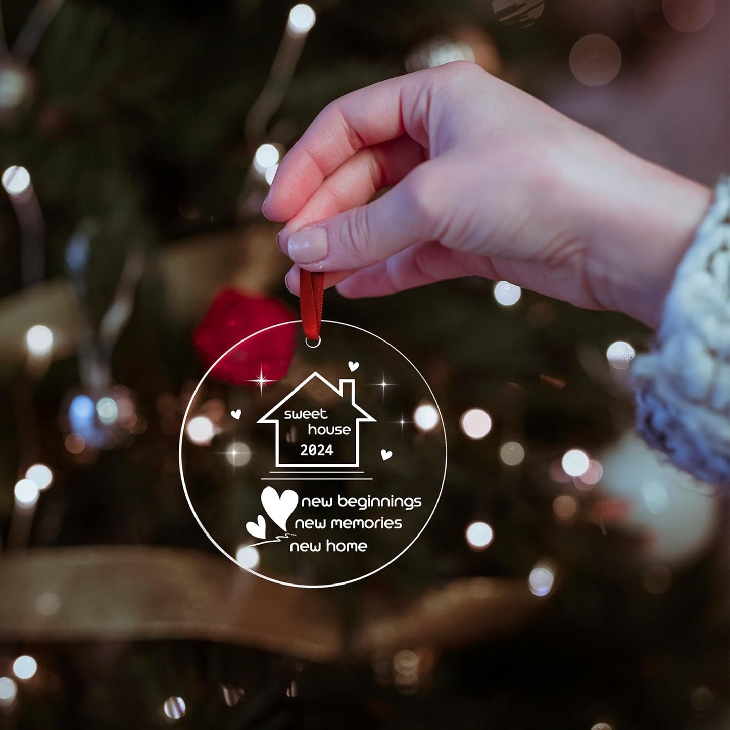 New Home Ornament 2024 - Housewarming Gifts, 2024 Sweet Home, New House Presents for Women, Couple - New Home Gift Ideas 2024 for Christmas, Acrylic Ornament