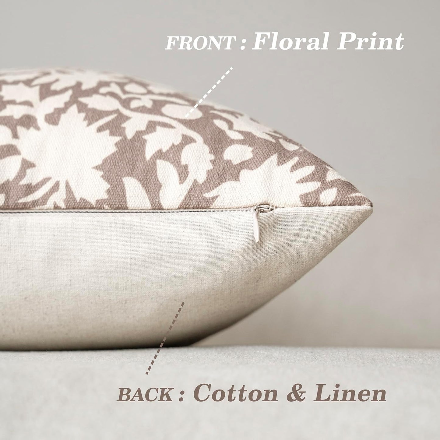 Foindtower Set of 2 Decorative Neutral Floral Throw Pillow Covers Accent Farmhouse Cushion Covers Boho Vintage Pillowcase for Couch Sofa Bedroom Living Room Home Decor Outdoor,18×18 Inch,Tan