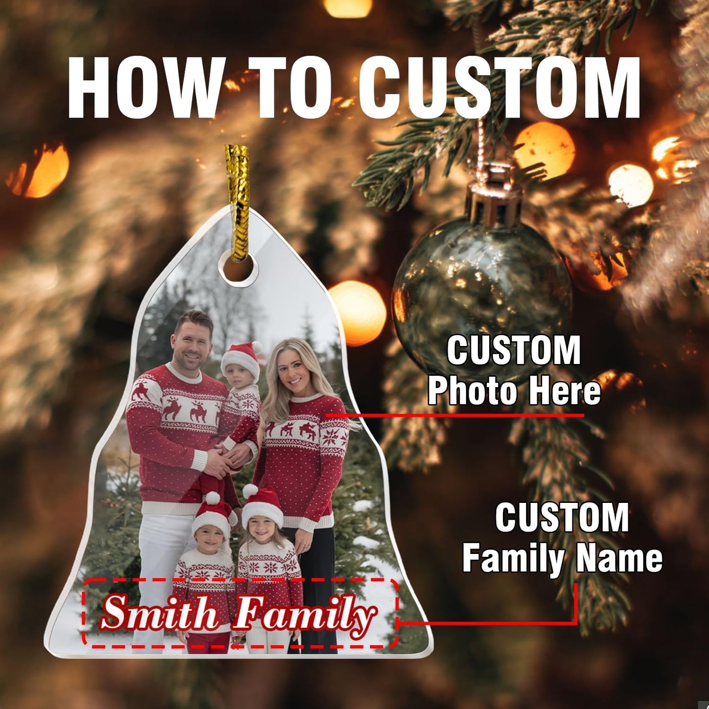 Personalized Crystal Hanging Ornaments, Christmas Tree Family Photo Decor, Custom Ornaments for Mom/Dad, Decorative Hanging Glass Pendant, Design Family Picture, Gifts for Christmas