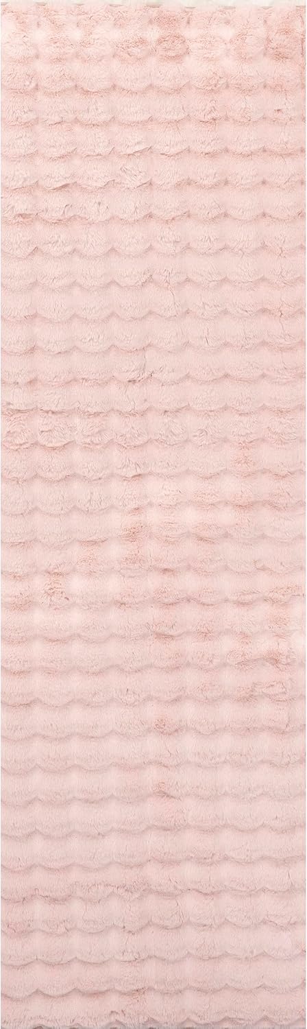 nuLOOM 2' x 8' Cozy Plush SuperiorWash Area Rug, Machine Washable, Non-Slip, Soft Fluffy Shag Carpet for Living Room Bedroom Kids Room Nursery Home Decor, Jeni Blush