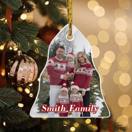 Personalized Crystal Hanging Ornaments, Christmas Tree Family Photo Decor, Custom Ornaments for Mom/Dad, Decorative Hanging Glass Pendant, Design Family Picture, Gifts for Christmas