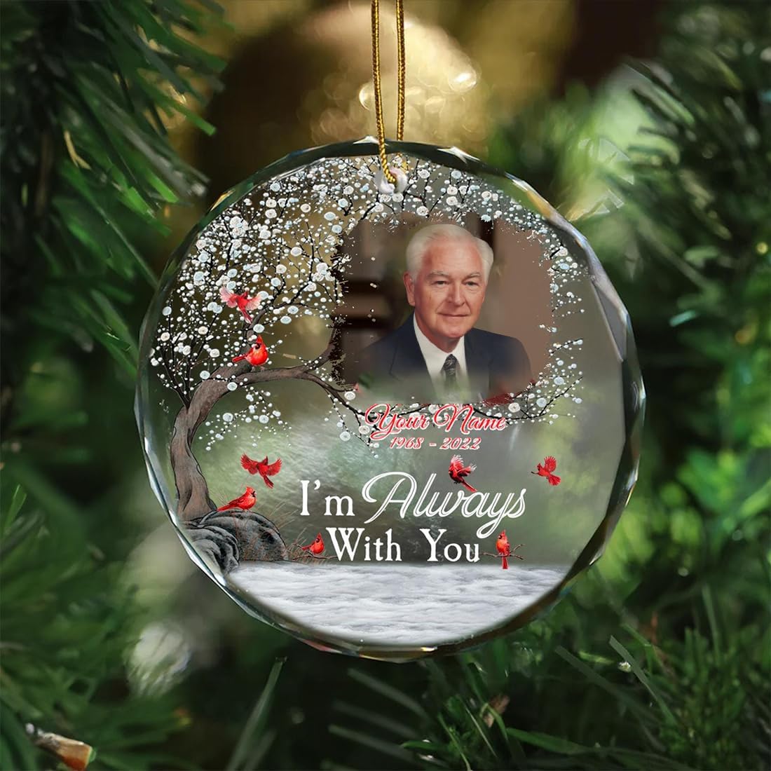 Personalized Memorial Glass Ornament, Custom Photo Christmas Ornament, Memorial Day Glass Ornament, Mom Loss Ornament, Loss of Father Gift, Sympathy Gifts, Remembrance Gift, Keepsake Gift