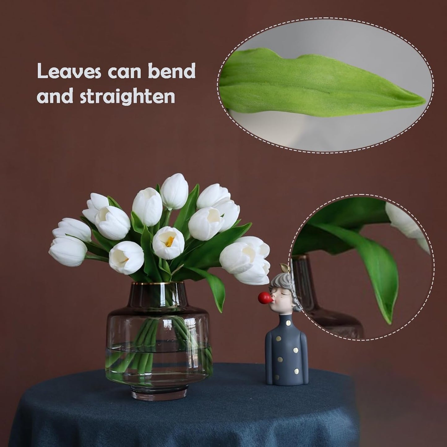 Buart White Flowers Artificial Luxury Big Tulip Valentine's Day Mother's Day Easter Home Kitchen Wedding Decorations(11pcs)
