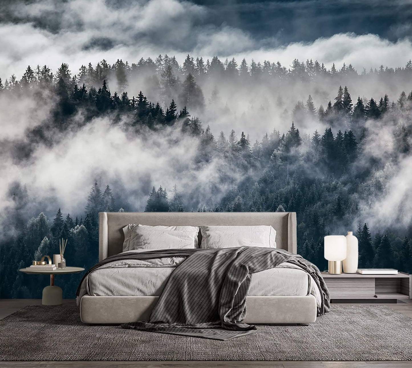 -Misty Forest Bedroom Wallpaper XT20 S 100" x 65"