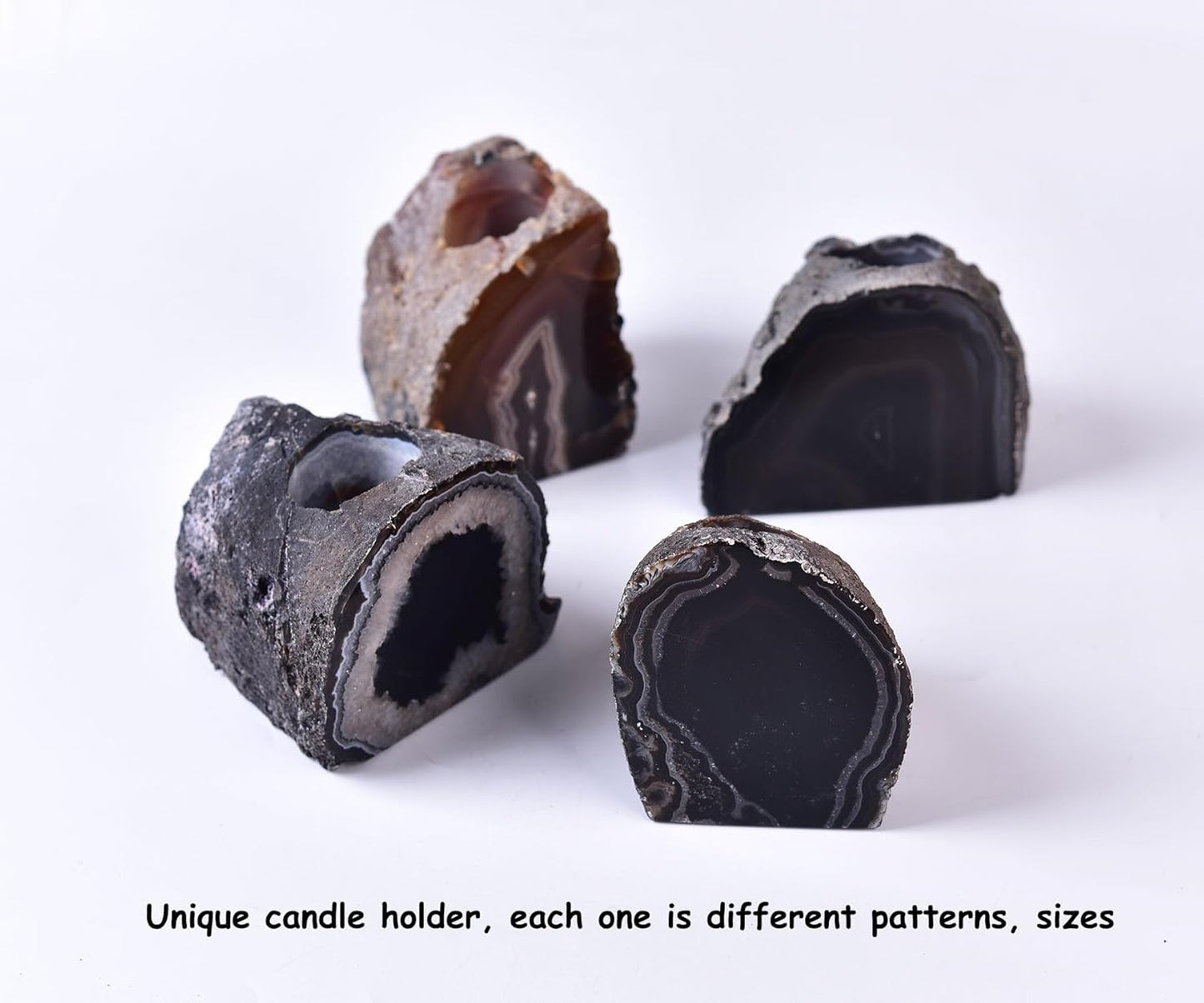 AMOYSTONE Earth Tone Agate Candle Stand 1.5-2lb Spa & Yoga Studio Essential | Natural Brazilian Stone | Meditation Sanctuary Decor | Eco-Friendly Spiritual Gift