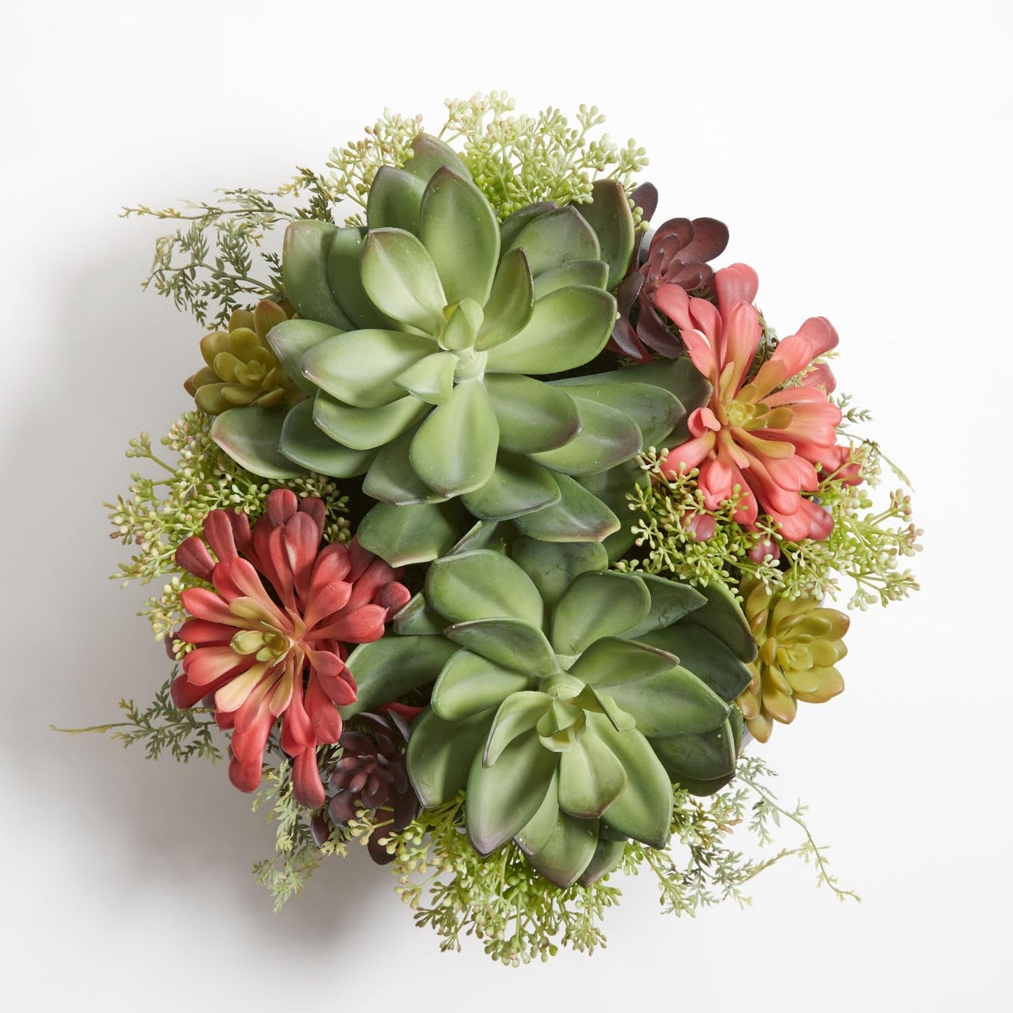 Faux Succulent Arrangement, Premium Artificial Indoor Plant Enhances Interior Design, Display on Any Surface in Your Home Adding an Inviting Touch of Nature, Grey Planter Pot Included