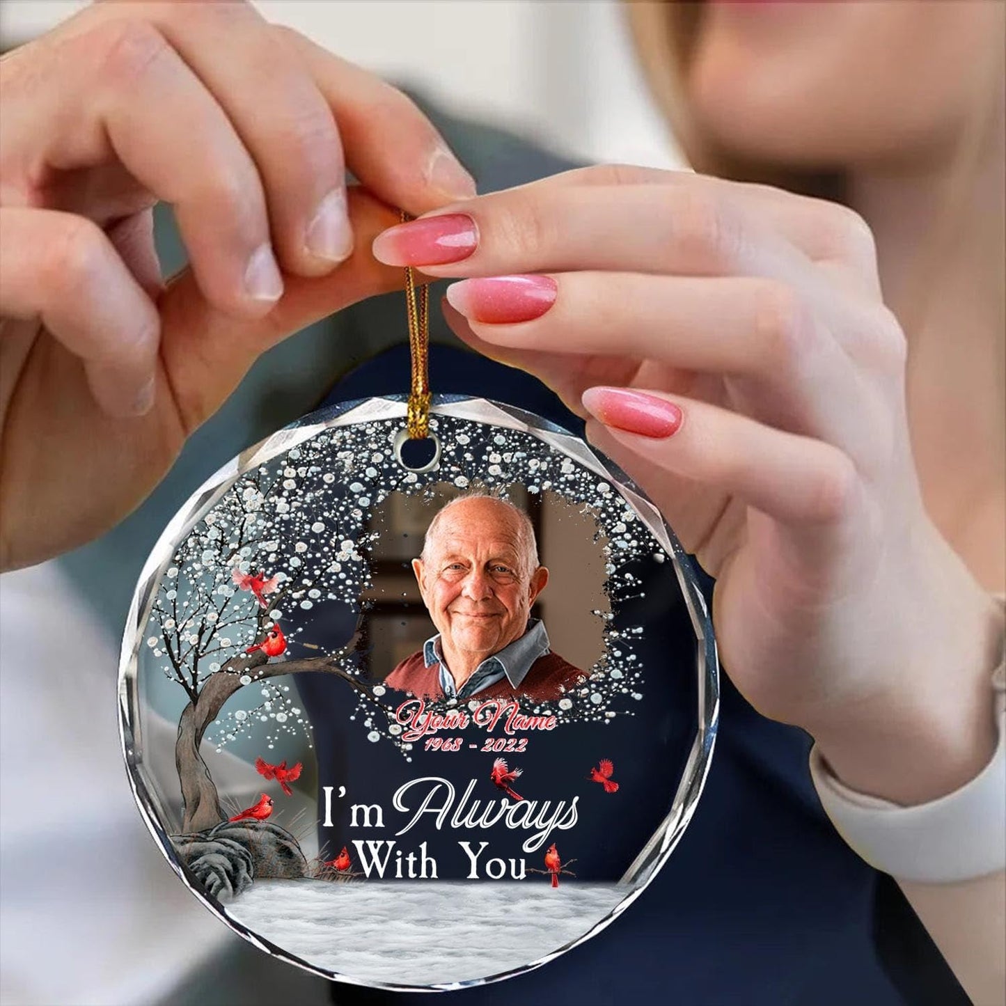 Personalized Memorial Glass Ornament, Custom Photo Christmas Ornament, Memorial Day Glass Ornament, Mom Loss Ornament, Loss of Father Gift, Sympathy Gifts, Remembrance Gift, Keepsake Gift