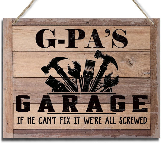 Rustic Wood Sign - Father's Day & Grandpa's Gift - Decor Hanging Wall Art - 'If He Can't Fix It...'