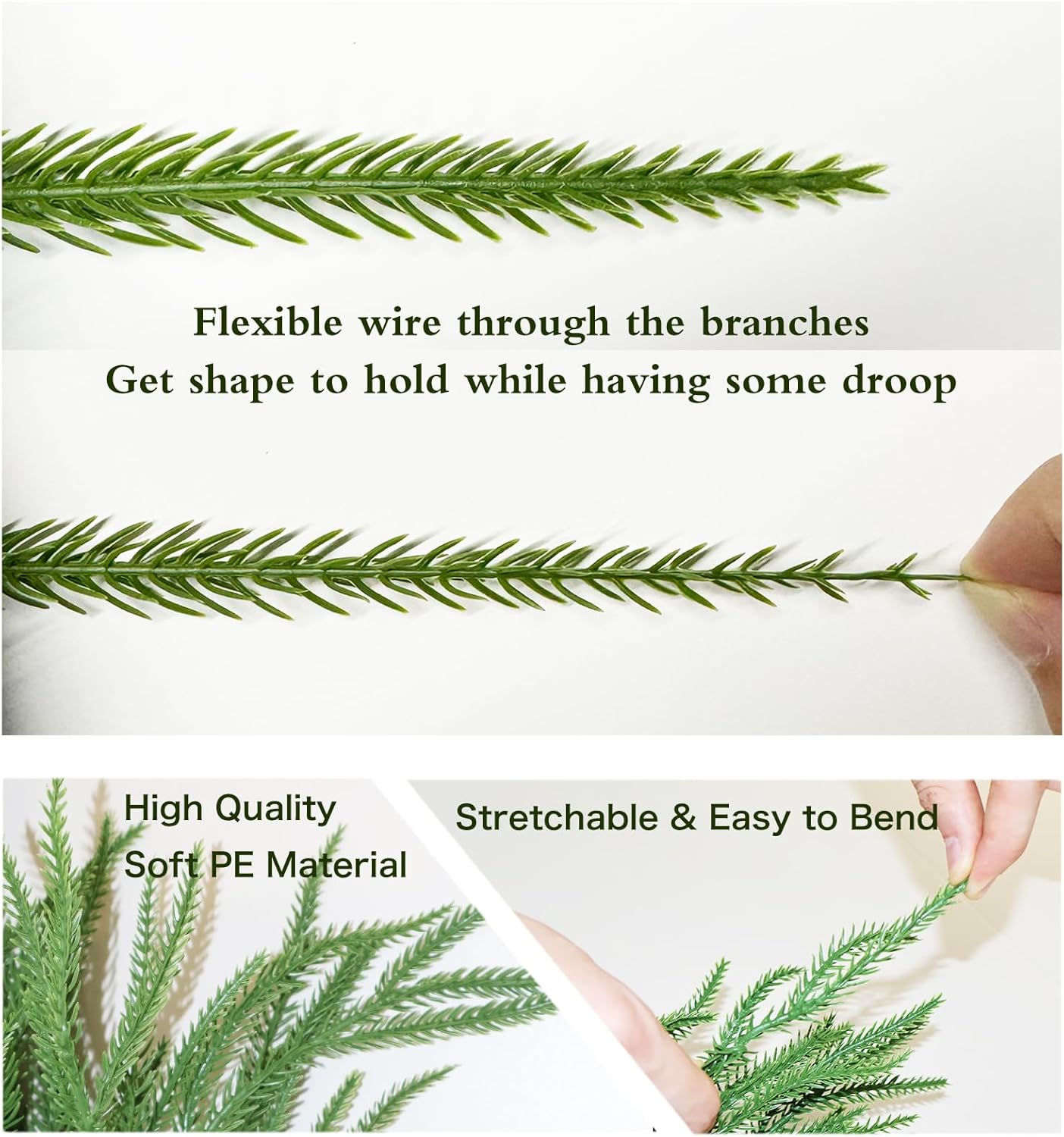 15FT Christmas Garlands Norfolk Pine Garland Real Touch Artificial Faux Greenery Garland for Holiday Indoor Outdoor Decor