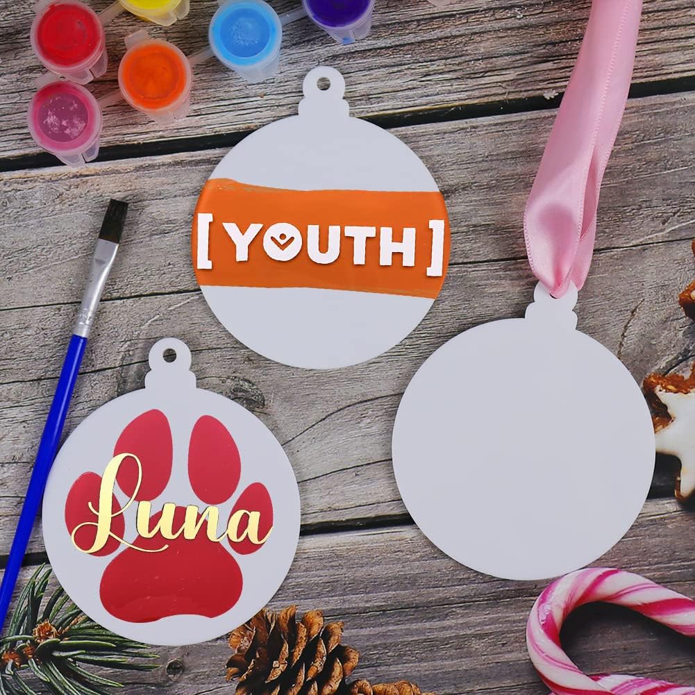 20pcs 4 Inch White Acrylic Christmas Ornaments Blanks - Unfinished Round Acrylic Ornaments for DIY Crafts & Hanging Decorations