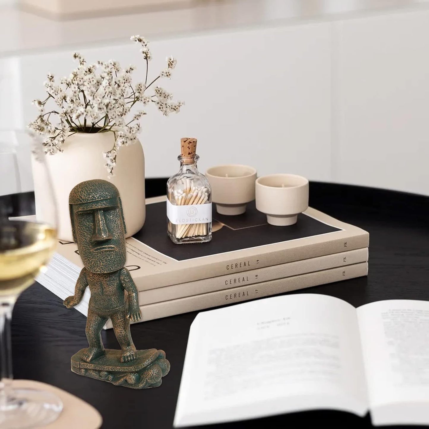 Moai Statue Decor - 6 Inch Easter Island Oranment Resin Stone Decoration for Room Accessories Antique Sculpture for Office Desktop (Surfing)