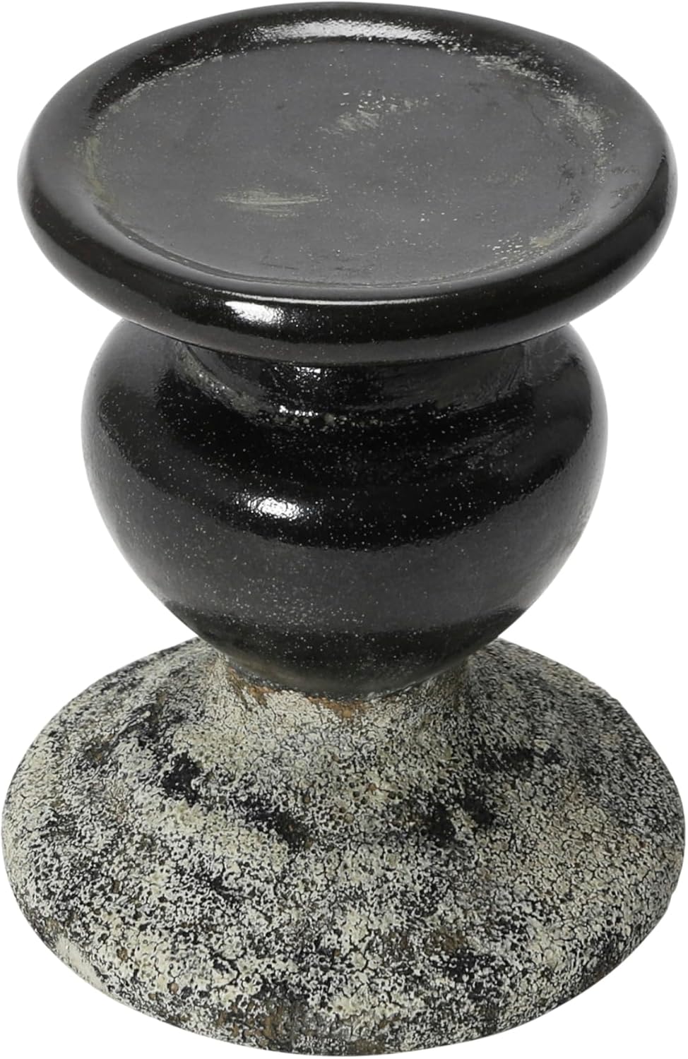 Creative Co-Op 2-Tone Sculptural Terracotta Pillar Candle Holder, Distressed Black