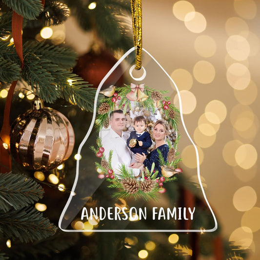 Personalized Photo Crystal Ornaments, Christmas Tree Hanging Decor, Custom Ornaments for Family, Decorative Hanging Glass Pendant, Design Family Picture, Gifts for Merry Christmas