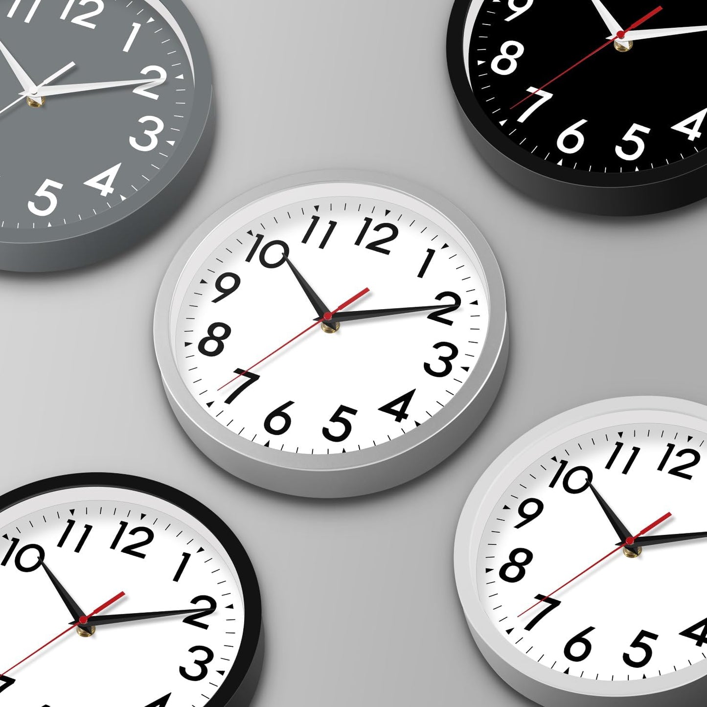 Wall Clock Modern Battery Operated 10 Inch Simpel Silent Non Ticking Decorative for Kitchen Office Outdoor Bedroom Living Room School Classroom(Silver)