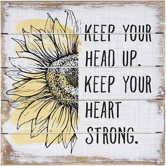 Simply Said, INC Perfect Pallets Petites - Keep Your Head Up. Keep Your Heart Strong - 8 x 8 in Distressed Rustic Wood Sign PET20188